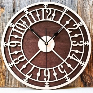 DEKORACYJNY DREWNIANY ZEGAR, VINTAGE, LOFT, STYL INDUSTRIALNY