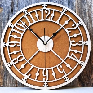 DEKORACYJNY DREWNIANY ZEGAR, VINTAGE, LOFT, STYL INDUSTRIALNY
