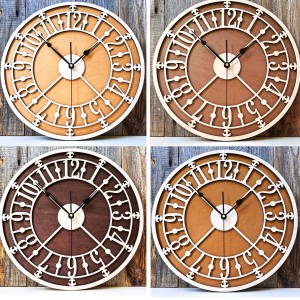 DEKORACYJNY DREWNIANY ZEGAR, VINTAGE, LOFT, STYL INDUSTRIALNY