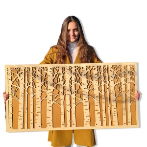 AŻUROWA DEKORACJA ŚCIENNA Z DREWNA, BRZOZY,  DWIE WARSTWY, RUSTYKALNA OZDOBA  NA ŚCIANĘ 