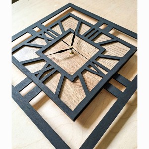 DEKORACYJNY DREWNIANY ZEGAR, NOWOCZESNY, LOFT, STYL INDUSTRIALNY, KWADRAT, DREWNO, 3 ROZMIARY 