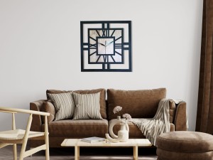 DEKORACYJNY DREWNIANY ZEGAR, NOWOCZESNY, LOFT, STYL INDUSTRIALNY, KWADRAT, DREWNO, 3 ROZMIARY 