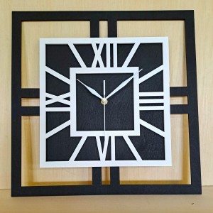 DEKORACYJNY DREWNIANY ZEGAR, NOWOCZESNY, LOFT, STYL INDUSTRIALNY, KWADRAT, DREWNO,MINIMALISTYCZNY, BIAŁY, 3 ROZMIARY 