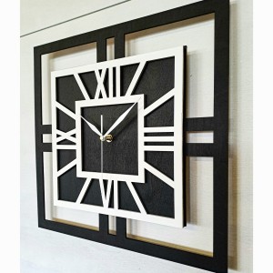 DEKORACYJNY DREWNIANY ZEGAR, NOWOCZESNY, LOFT, STYL INDUSTRIALNY, KWADRAT, DREWNO,MINIMALISTYCZNY, BIAŁY, 3 ROZMIARY 