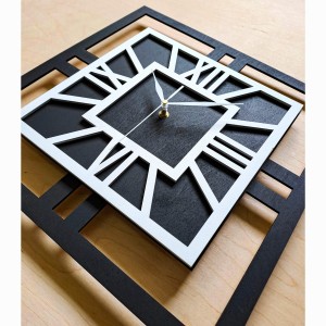 DEKORACYJNY DREWNIANY ZEGAR, NOWOCZESNY, LOFT, STYL INDUSTRIALNY, KWADRAT, DREWNO,MINIMALISTYCZNY, BIAŁY, 3 ROZMIARY 