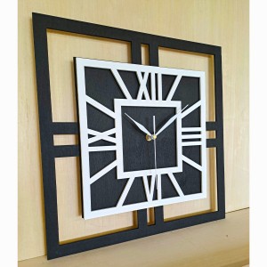 DEKORACYJNY DREWNIANY ZEGAR, NOWOCZESNY, LOFT, STYL INDUSTRIALNY, KWADRAT, DREWNO,MINIMALISTYCZNY, BIAŁY, 3 ROZMIARY 