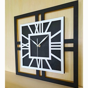 DEKORACYJNY DREWNIANY ZEGAR, NOWOCZESNY, LOFT, STYL INDUSTRIALNY, KWADRAT, DREWNO,MINIMALISTYCZNY, BIAŁY, 3 ROZMIARY 