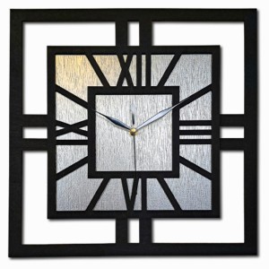 DEKORACYJNY DREWNIANY ZEGAR, NOWOCZESNY, LOFT, STYL INDUSTRIALNY, KWADRAT, DREWNO,MINIMALISTYCZNY,  SREBRNY, 3 ROZMIARY 