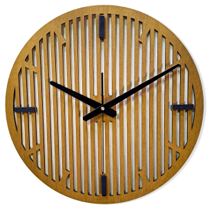 DEKORACYJNY DREWNIANY ZEGAR, NOWOCZESNY, LOFT, STYL INDUSTRIALNY, DREWNO,MINIMALISTYCZNY,  LAMELE, DĄB, 3 ROZMIARY