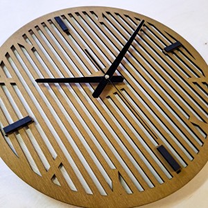 DEKORACYJNY DREWNIANY ZEGAR, NOWOCZESNY, LOFT, STYL INDUSTRIALNY, DREWNO,MINIMALISTYCZNY,  LAMELE, DĄB, 3 ROZMIARY