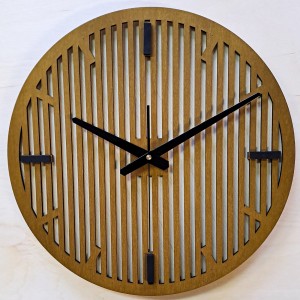 DEKORACYJNY DREWNIANY ZEGAR, NOWOCZESNY, LOFT, STYL INDUSTRIALNY, DREWNO,MINIMALISTYCZNY,  LAMELE, DĄB, 3 ROZMIARY