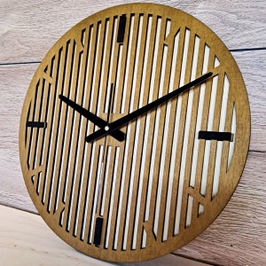 DEKORACYJNY DREWNIANY ZEGAR, NOWOCZESNY, LOFT, STYL INDUSTRIALNY, DREWNO,MINIMALISTYCZNY,  LAMELE, DĄB, 3 ROZMIARY