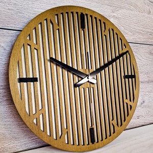 DEKORACYJNY DREWNIANY ZEGAR, NOWOCZESNY, LOFT, STYL INDUSTRIALNY, DREWNO,MINIMALISTYCZNY,  LAMELE, DĄB, 3 ROZMIARY
