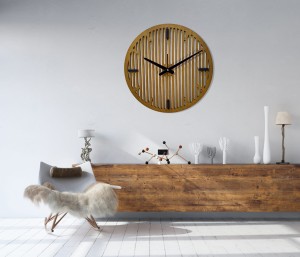 DEKORACYJNY DREWNIANY ZEGAR, NOWOCZESNY, LOFT, STYL INDUSTRIALNY, DREWNO,MINIMALISTYCZNY,  LAMELE, DĄB, 3 ROZMIARY
