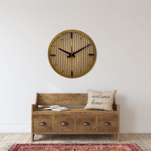 DEKORACYJNY DREWNIANY ZEGAR, NOWOCZESNY, LOFT, STYL INDUSTRIALNY, DREWNO,MINIMALISTYCZNY,  LAMELE, DĄB, 3 ROZMIARY