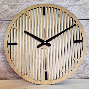 DEKORACYJNY DREWNIANY ZEGAR, NOWOCZESNY, LOFT, STYL INDUSTRIALNY, DREWNO,MINIMALISTYCZNY,  LAMELE, WIĄZ, 3 ROZMIARY 