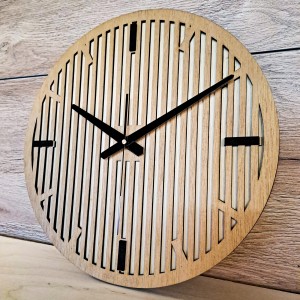DEKORACYJNY DREWNIANY ZEGAR, NOWOCZESNY, LOFT, STYL INDUSTRIALNY, DREWNO,MINIMALISTYCZNY,  LAMELE, WIĄZ, 3 ROZMIARY 