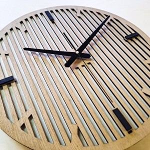 DEKORACYJNY DREWNIANY ZEGAR, NOWOCZESNY, LOFT, STYL INDUSTRIALNY, DREWNO,MINIMALISTYCZNY,  LAMELE, WIĄZ, 3 ROZMIARY 