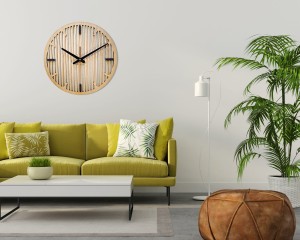 DEKORACYJNY DREWNIANY ZEGAR, NOWOCZESNY, LOFT, STYL INDUSTRIALNY, DREWNO,MINIMALISTYCZNY,  LAMELE, WIĄZ, 3 ROZMIARY 