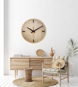 DEKORACYJNY DREWNIANY ZEGAR, NOWOCZESNY, LOFT, STYL INDUSTRIALNY, DREWNO,MINIMALISTYCZNY,  LAMELE, WIĄZ, 3 ROZMIARY 