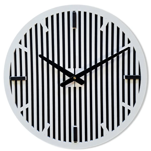 DEKORACYJNY DREWNIANY ZEGAR, NOWOCZESNY, LOFT, STYL INDUSTRIALNY, DREWNO,MINIMALISTYCZNY,  LAMELE, BIAŁY, 3 ROZMIARY 