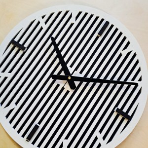 DEKORACYJNY DREWNIANY ZEGAR, NOWOCZESNY, LOFT, STYL INDUSTRIALNY, DREWNO,MINIMALISTYCZNY,  LAMELE, BIAŁY, 3 ROZMIARY 