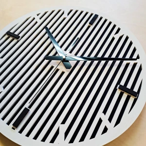 DEKORACYJNY DREWNIANY ZEGAR, NOWOCZESNY, LOFT, STYL INDUSTRIALNY, DREWNO,MINIMALISTYCZNY,  LAMELE, BIAŁY, 3 ROZMIARY 