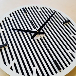 DEKORACYJNY DREWNIANY ZEGAR, NOWOCZESNY, LOFT, STYL INDUSTRIALNY, DREWNO,MINIMALISTYCZNY,  LAMELE, BIAŁY, 3 ROZMIARY 