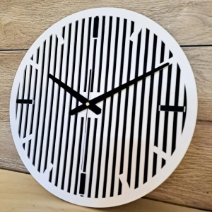 DEKORACYJNY DREWNIANY ZEGAR, NOWOCZESNY, LOFT, STYL INDUSTRIALNY, DREWNO,MINIMALISTYCZNY,  LAMELE, BIAŁY, 3 ROZMIARY 