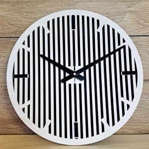 DEKORACYJNY DREWNIANY ZEGAR, NOWOCZESNY, LOFT, STYL INDUSTRIALNY, DREWNO,MINIMALISTYCZNY,  LAMELE, BIAŁY, 3 ROZMIARY 