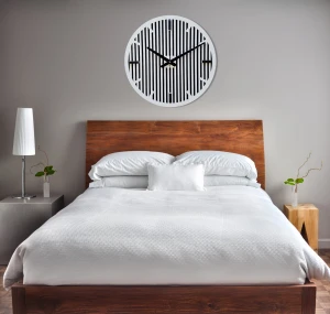 DEKORACYJNY DREWNIANY ZEGAR, NOWOCZESNY, LOFT, STYL INDUSTRIALNY, DREWNO,MINIMALISTYCZNY,  LAMELE, BIAŁY, 3 ROZMIARY 