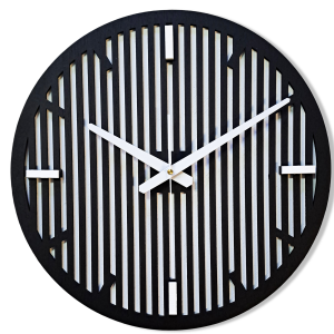 DEKORACYJNY DREWNIANY ZEGAR, NOWOCZESNY, LOFT, STYL INDUSTRIALNY, DREWNO,MINIMALISTYCZNY,  LAMELE, CZARNY, 3 ROZMIARY 