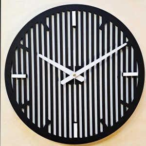 DEKORACYJNY DREWNIANY ZEGAR, NOWOCZESNY, LOFT, STYL INDUSTRIALNY, DREWNO,MINIMALISTYCZNY,  LAMELE, CZARNY, 3 ROZMIARY 