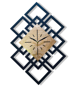 DEKORACYJNY DREWNIANY ZEGAR, NOWOCZESNY, LOFT, STYL INDUSTRIALNY, DREWNO,MINIMALISTYCZNY, GEOMETRYCZNY, LOFTOWY , CZARNO - ZŁOTY