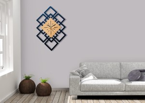 DEKORACYJNY DREWNIANY ZEGAR, NOWOCZESNY, LOFT, STYL INDUSTRIALNY, DREWNO,MINIMALISTYCZNY, GEOMETRYCZNY, LOFTOWY , CZARNY - DĄB ZŁOTY 