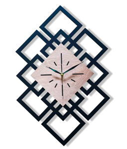 DEKORACYJNY DREWNIANY ZEGAR, NOWOCZESNY, LOFT, STYL INDUSTRIALNY, DREWNO,MINIMALISTYCZNY, GEOMETRYCZNY, LOFTOWY , CZARNY - ORZECH