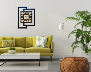 DUŻY, NOWOCZESNY ZEGAR ŚCIENNY,GEOMETRYCZNY, LOFT, HANDMADE, DREWNO, 44 x 56 cm, DĄB JASNY