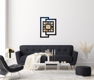 DUŻY, NOWOCZESNY ZEGAR ŚCIENNY,GEOMETRYCZNY, LOFT, HANDMADE, DREWNO, 44 x 56 cm, DĄB JASNY