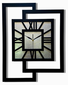 DUŻY, NOWOCZESNY ZEGAR ŚCIENNY,GEOMETRYCZNY,  MINIMALISTYCZNY, LOFT, HANDMADE, SREBRNY , 44 x 56 cm 