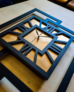 DUŻY, NOWOCZESNY ZEGAR ŚCIENNY,GEOMETRYCZNY,  MINIMALISTYCZNY, LOFT, HANDMADE, ZŁOTY, 44 x 56 cm  