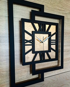 DUŻY, NOWOCZESNY ZEGAR ŚCIENNY,GEOMETRYCZNY,  MINIMALISTYCZNY, LOFT, HANDMADE, ZŁOTY, 44 x 56 cm  