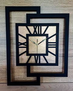 DUŻY, NOWOCZESNY ZEGAR ŚCIENNY,GEOMETRYCZNY,  MINIMALISTYCZNY, LOFT, HANDMADE, ZŁOTY, 44 x 56 cm  