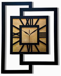 DUŻY, NOWOCZESNY ZEGAR ŚCIENNY,GEOMETRYCZNY,  MINIMALISTYCZNY, LOFT, HANDMADE, ZŁOTY, 44 x 56 cm  