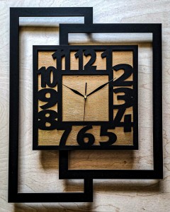 DUŻY, NOWOCZESNY ZEGAR ŚCIENNY,GEOMETRYCZNY,  MINIMALISTYCZNY, LOFT, HANDMADE, ZŁOTY, 44 x 56 cm   