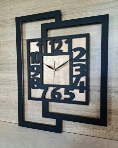 DUŻY, NOWOCZESNY ZEGAR ŚCIENNY,GEOMETRYCZNY,  MINIMALISTYCZNY, LOFT, HANDMADE, ZŁOTY, 44 x 56 cm   