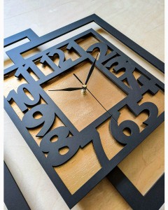 DUŻY, NOWOCZESNY ZEGAR ŚCIENNY,GEOMETRYCZNY,  MINIMALISTYCZNY, LOFT, HANDMADE, ZŁOTY, 44 x 56 cm   