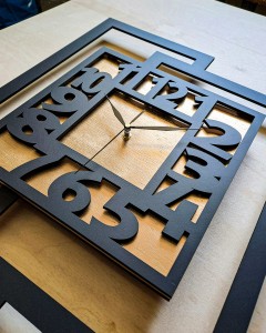 DUŻY, NOWOCZESNY ZEGAR ŚCIENNY,GEOMETRYCZNY,  MINIMALISTYCZNY, LOFT, HANDMADE, ZŁOTY, 44 x 56 cm   