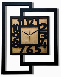 DUŻY, NOWOCZESNY ZEGAR ŚCIENNY,GEOMETRYCZNY,  MINIMALISTYCZNY, LOFT, HANDMADE, ZŁOTY, 44 x 56 cm   