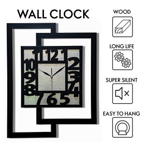 DUŻY, NOWOCZESNY ZEGAR ŚCIENNY,GEOMETRYCZNY, DO SALONU, MINIMALISTYCZNY, LOFT, HANDMADE, SREBRNY, 44 x 56 cm
