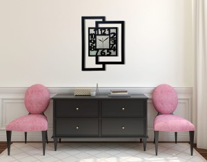 DUŻY, NOWOCZESNY ZEGAR ŚCIENNY,GEOMETRYCZNY, DO SALONU, MINIMALISTYCZNY, LOFT, HANDMADE, SREBRNY, 44 x 56 cm